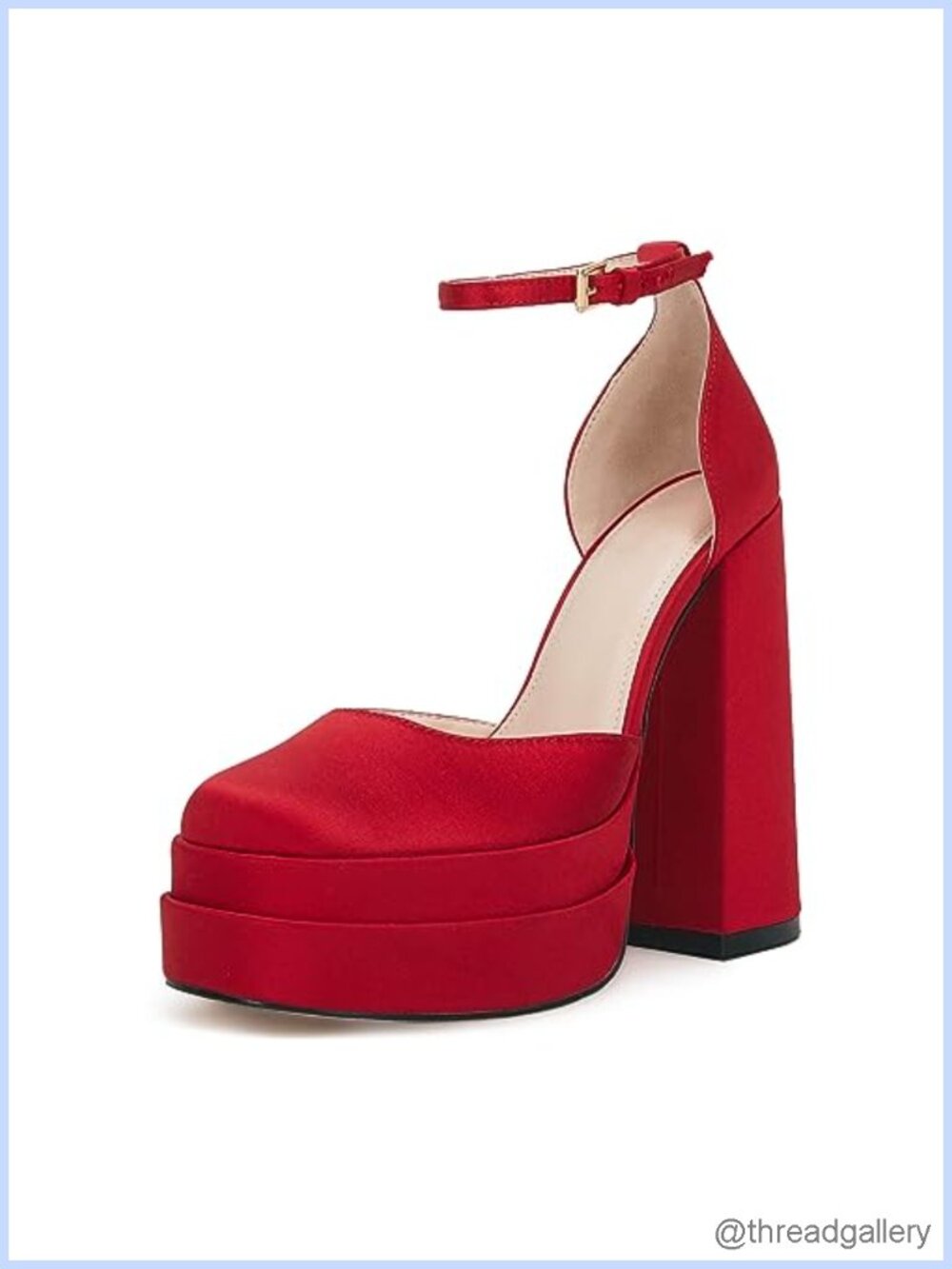 Women's Platform Chunky High Heels Satin Ankle Strap Pumps Party Wedding Shoes